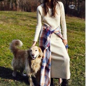 FREE PEOPLE BEACH Ribbed Walk About Maxi Sweater Dress Scoop Neck Raglan Sleeve